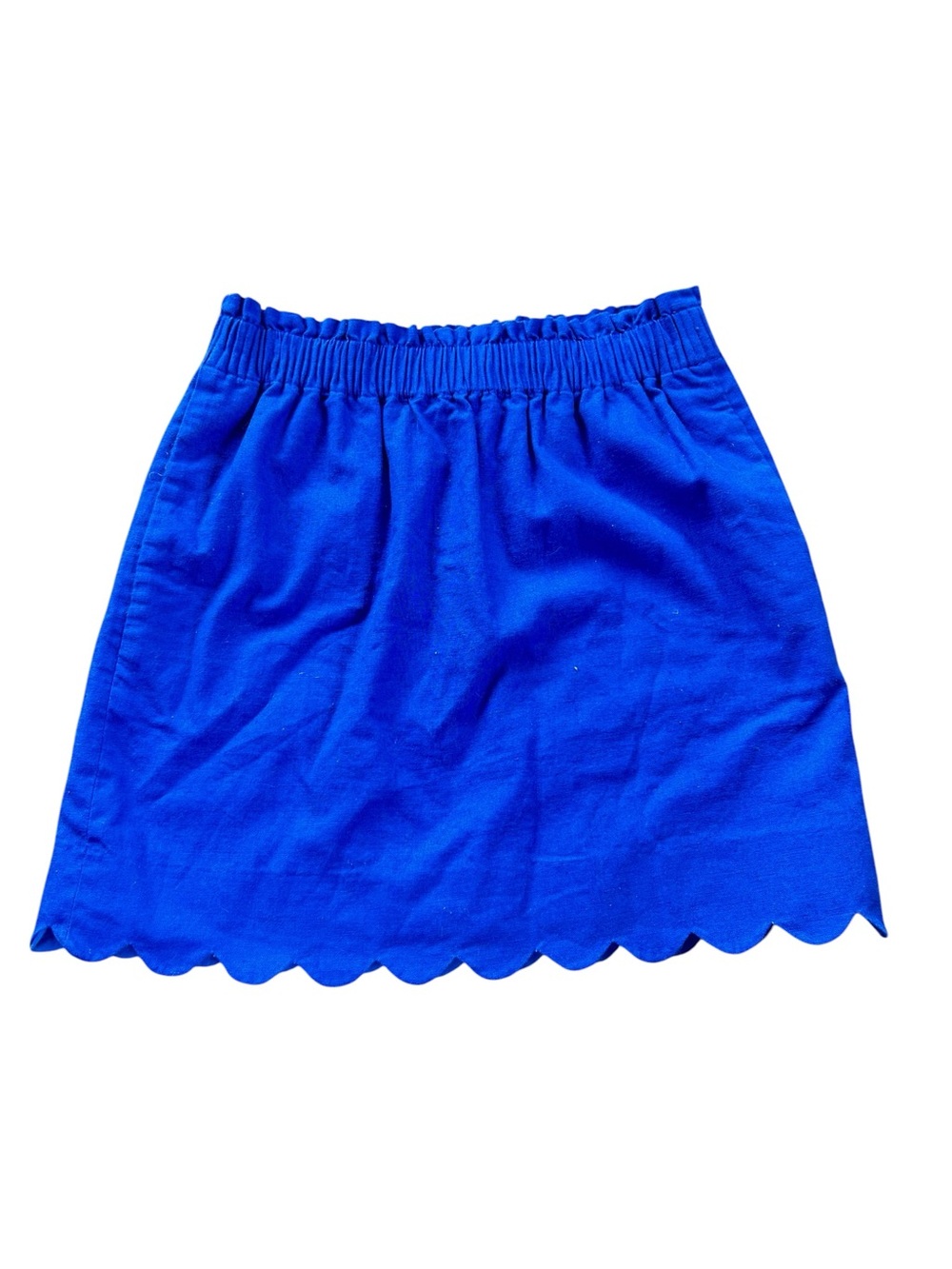 J. Crew Women’s 4 Scalloped‎ Linen-Cotton Skirt Royal Blue - Picture 2 of 6